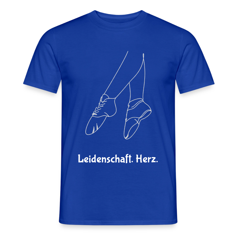 Gardetanz T-Shirt Herren – Tanzschuhe Line Art "Leidenschaft. Herz." - majorelle blue