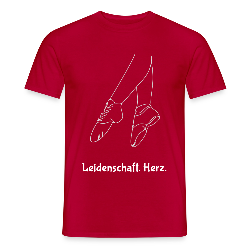 Gardetanz T-Shirt Herren – Tanzschuhe Line Art "Leidenschaft. Herz." - red