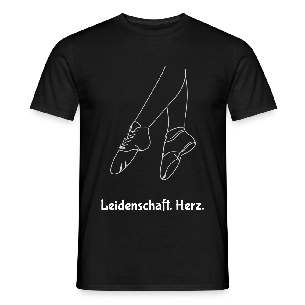 Gardetanz T-Shirt Herren – Tanzschuhe Line Art "Leidenschaft. Herz." - black