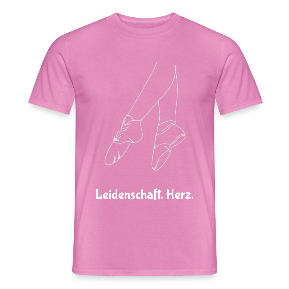 Gardetanz T-Shirt Herren – Tanzschuhe Line Art "Leidenschaft. Herz." - pink