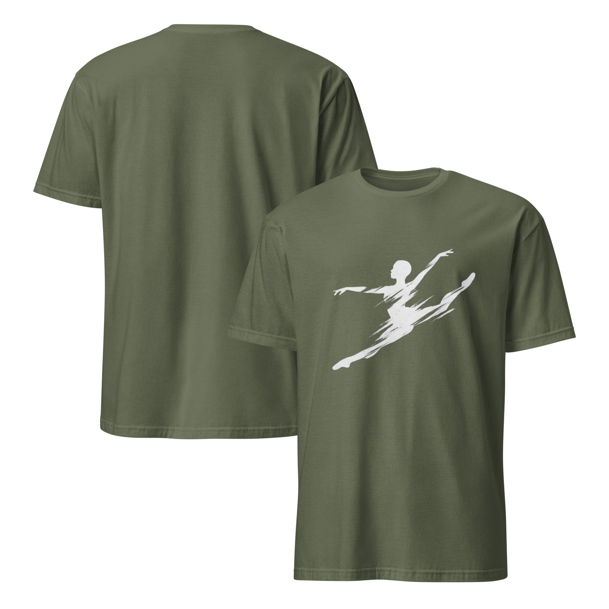 Dance Energy Shirt Militärgrün – Vorder- und Rückansicht
